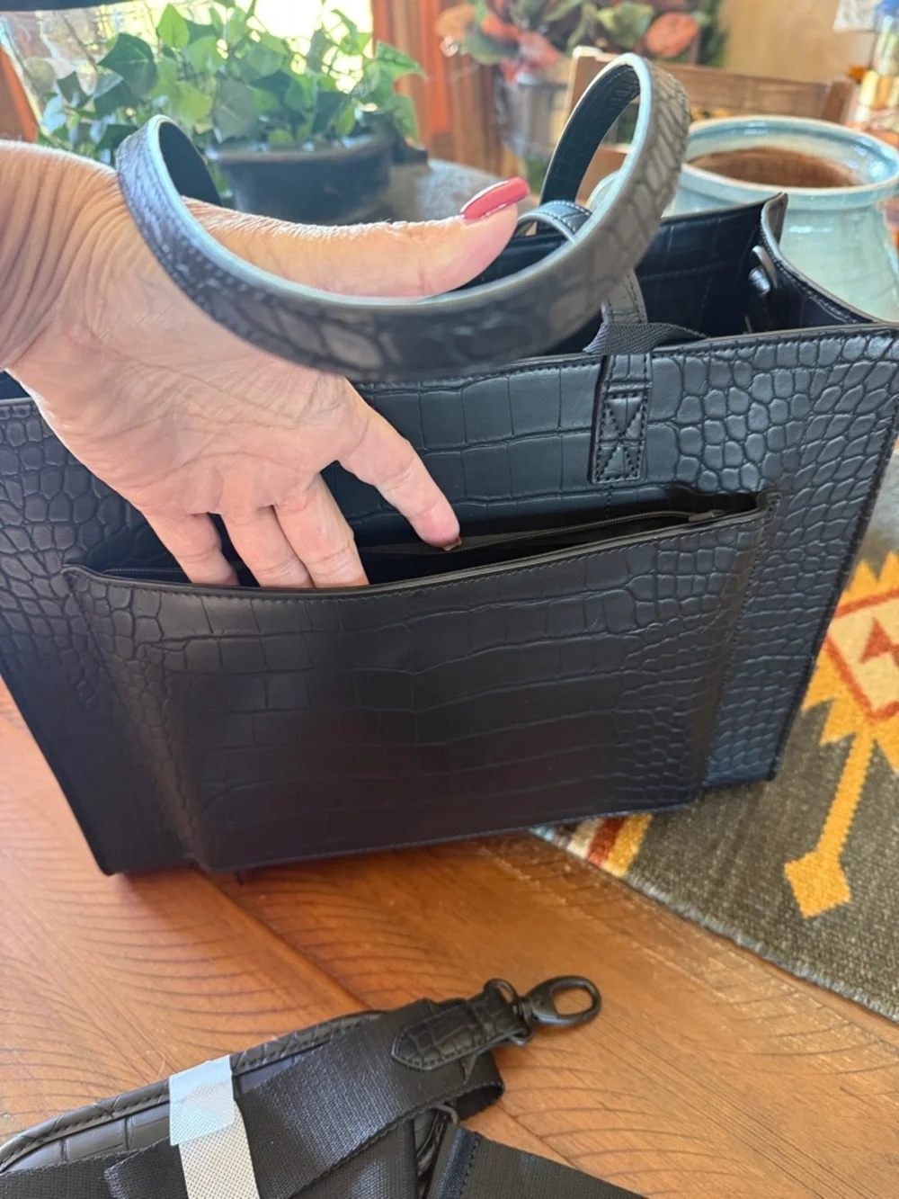 BEIS Black Croc Work Tote - Picture 4 of 10